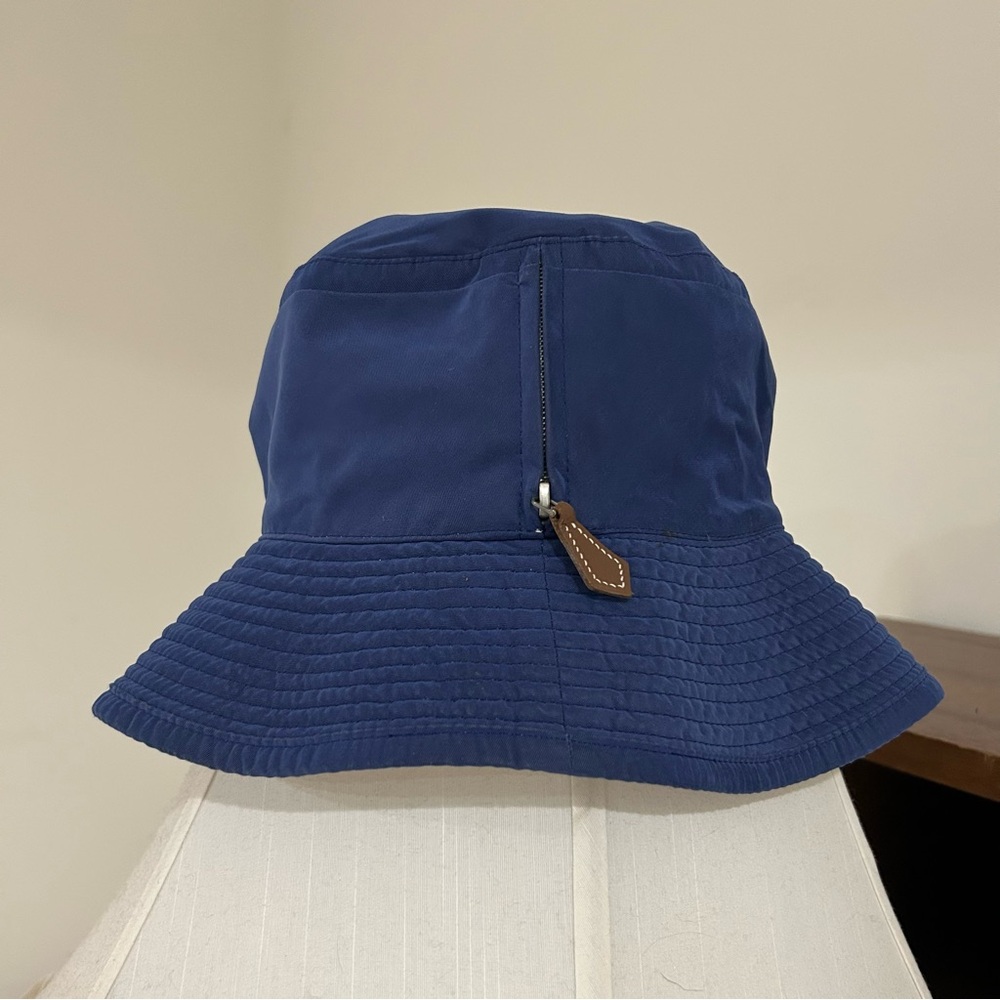 HERMES Women’s Navy Blue Linen Bucket Hat Size 57